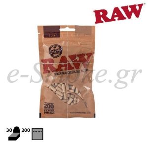 Φιλτράκια Στριφτού RAW 200 BAG SLIM UNREFINED CELLULOSE (Ακατέργαστα)